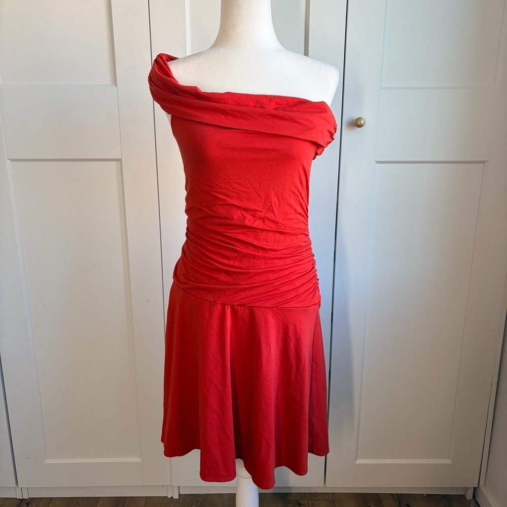 Abercrombie & Fitch One Shoulder Burnt Red Romper Dress | LT
